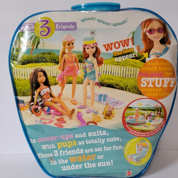Vintage BARBIE WEE 3 FRIENDS POOL And Patio PARTY PLAYSET MATTEL 2004 - Picture 13 of 15